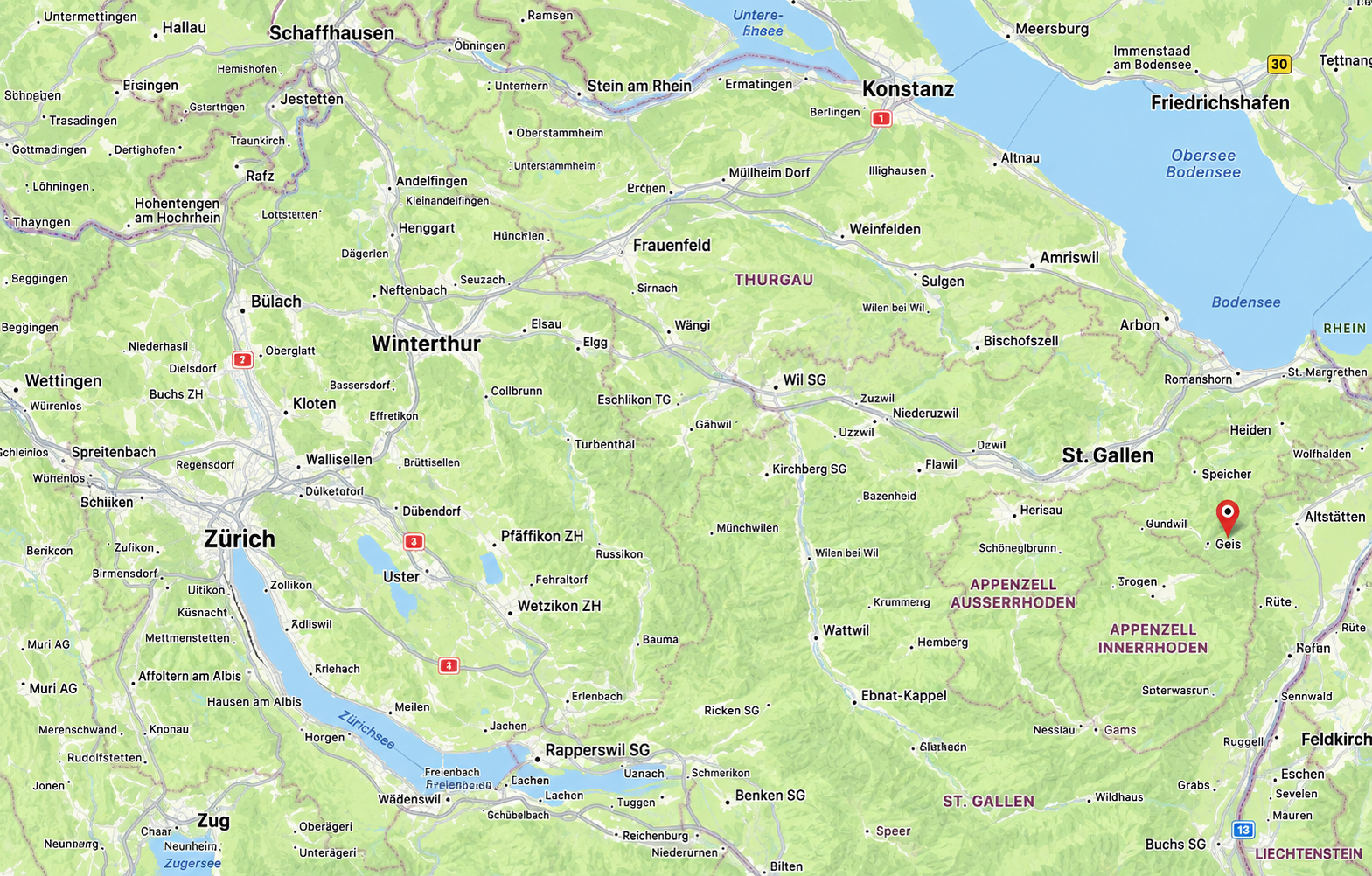 Map highlighting Gais, Switzerland